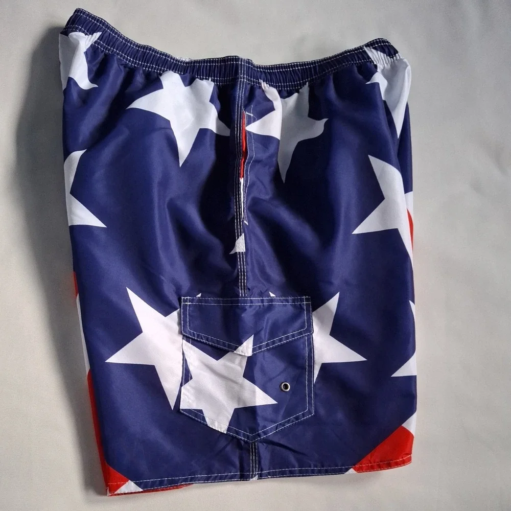 Scotamalone Men's Patriotic Stars & Stripes Flag Swim Trunks Multicolor XXXL